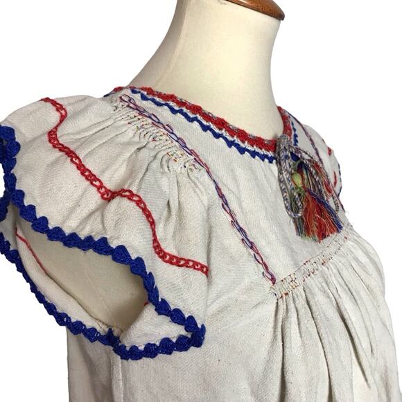 Ulla Johnson Katya Natural Crochet Embroidered Red Blue Ivory Silk Knit Blouse 2 - Picture 7 of 15